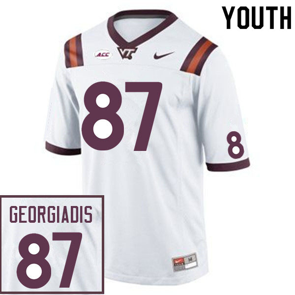 Youth #87 Dimitri Georgiadis Virginia Tech Hokies College Football Jerseys Sale-White